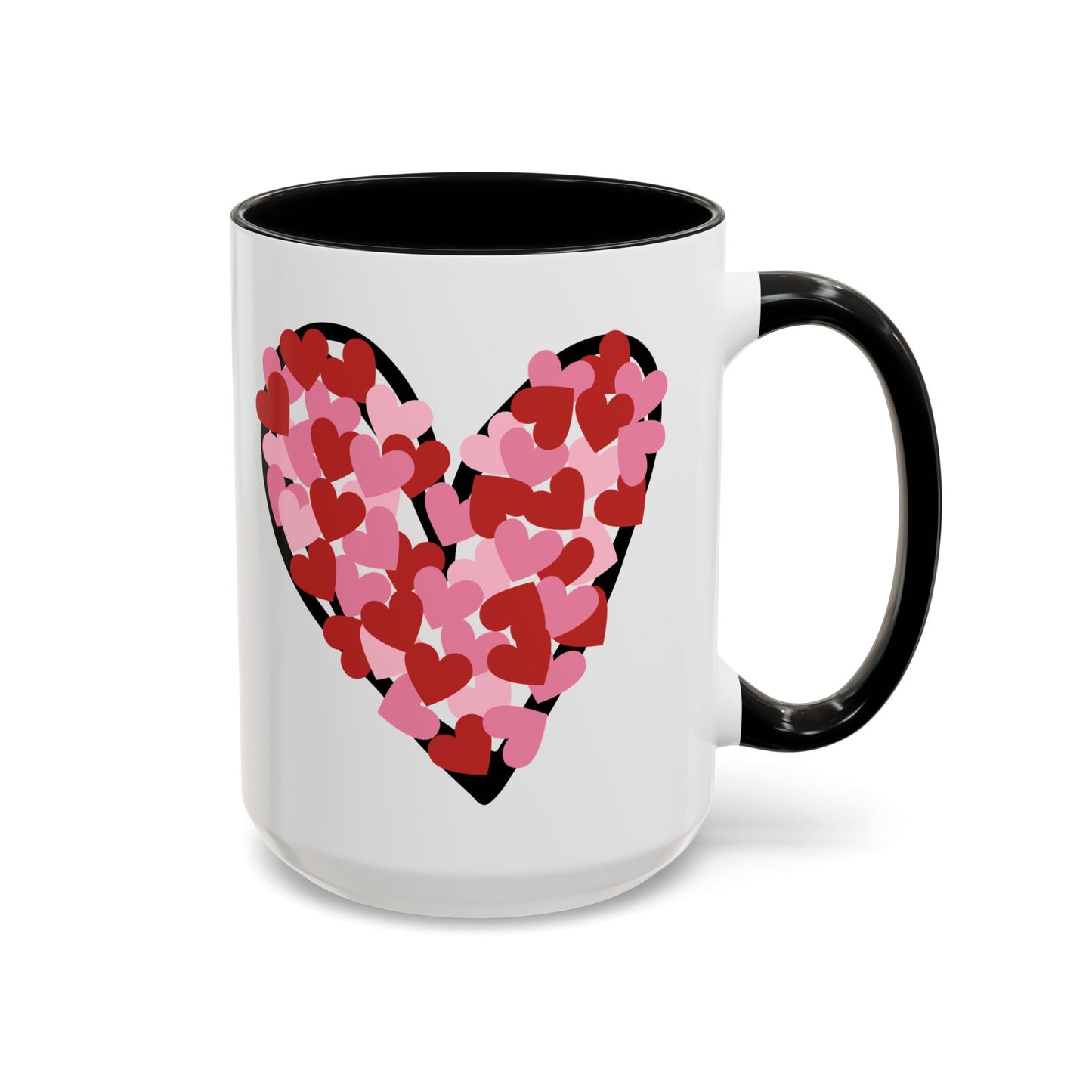 Black Two Tone Heart Coffee Mug-Cute Valentine's Day Mug