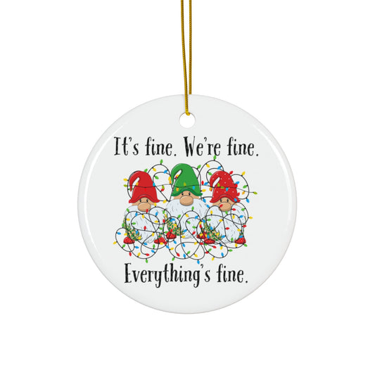 Christmas Gnomes Tangled Lights Ornament