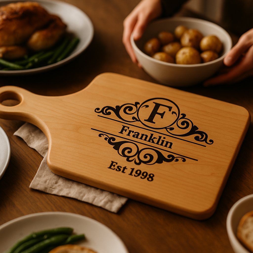 Personalized Vintage Monogram Paddle Cutting Board