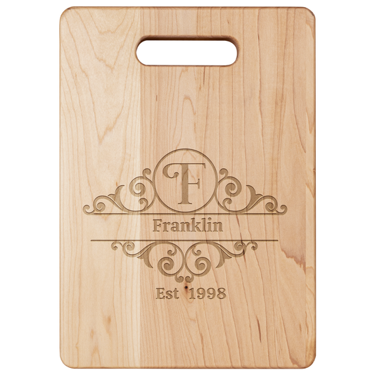 Personalized Vintage Monogram Maple Cutting Board
