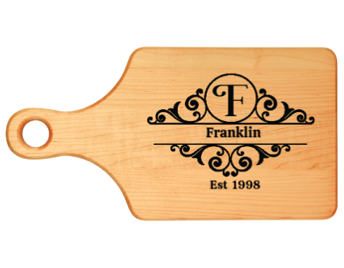 Personalized Vintage Monogram Paddle Cutting Board