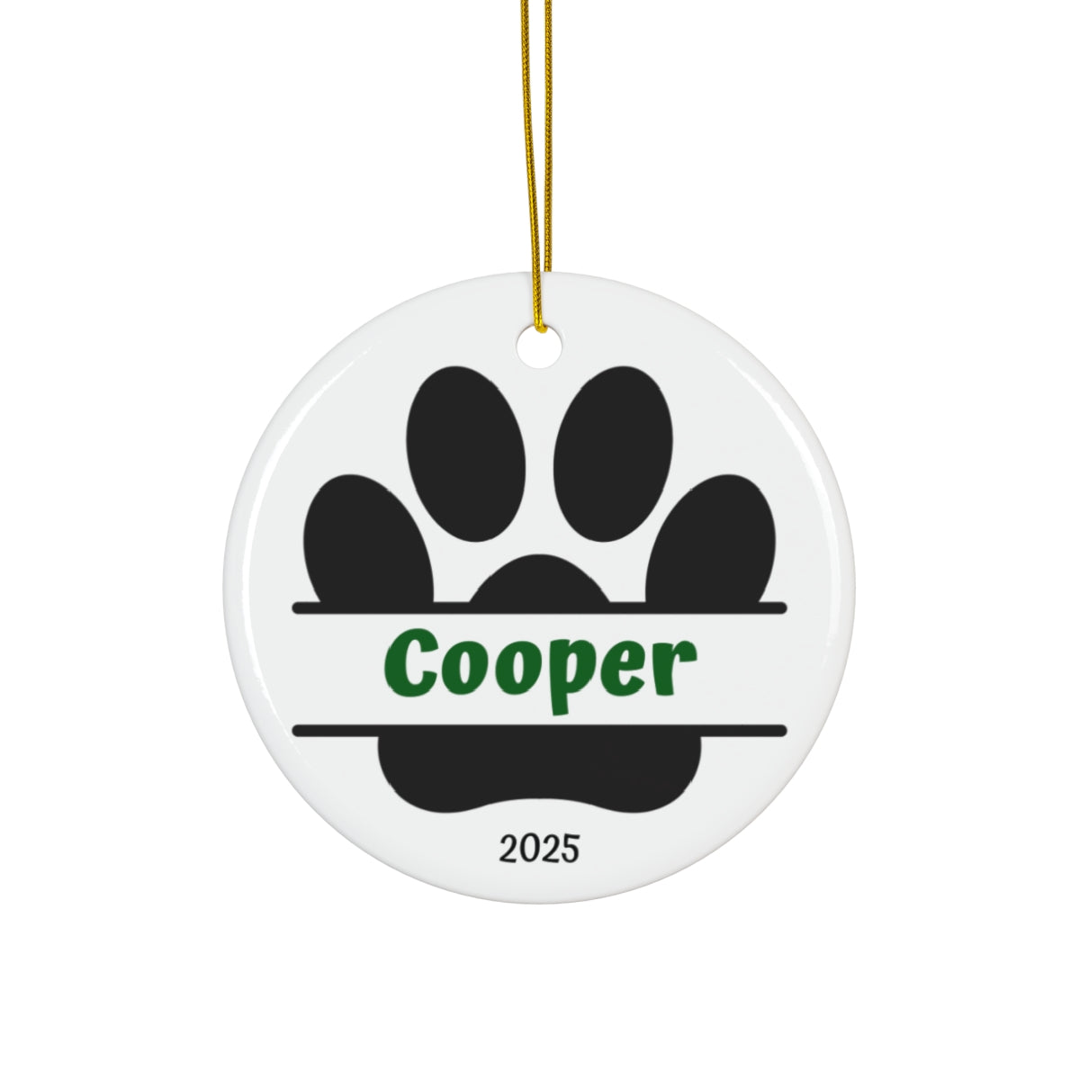 Personalized Split Dog Paw Print Ornament