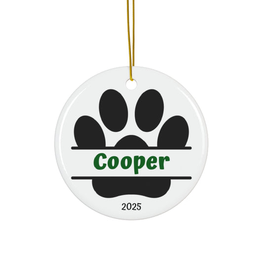 Personalized Split Dog Paw Print Ornament