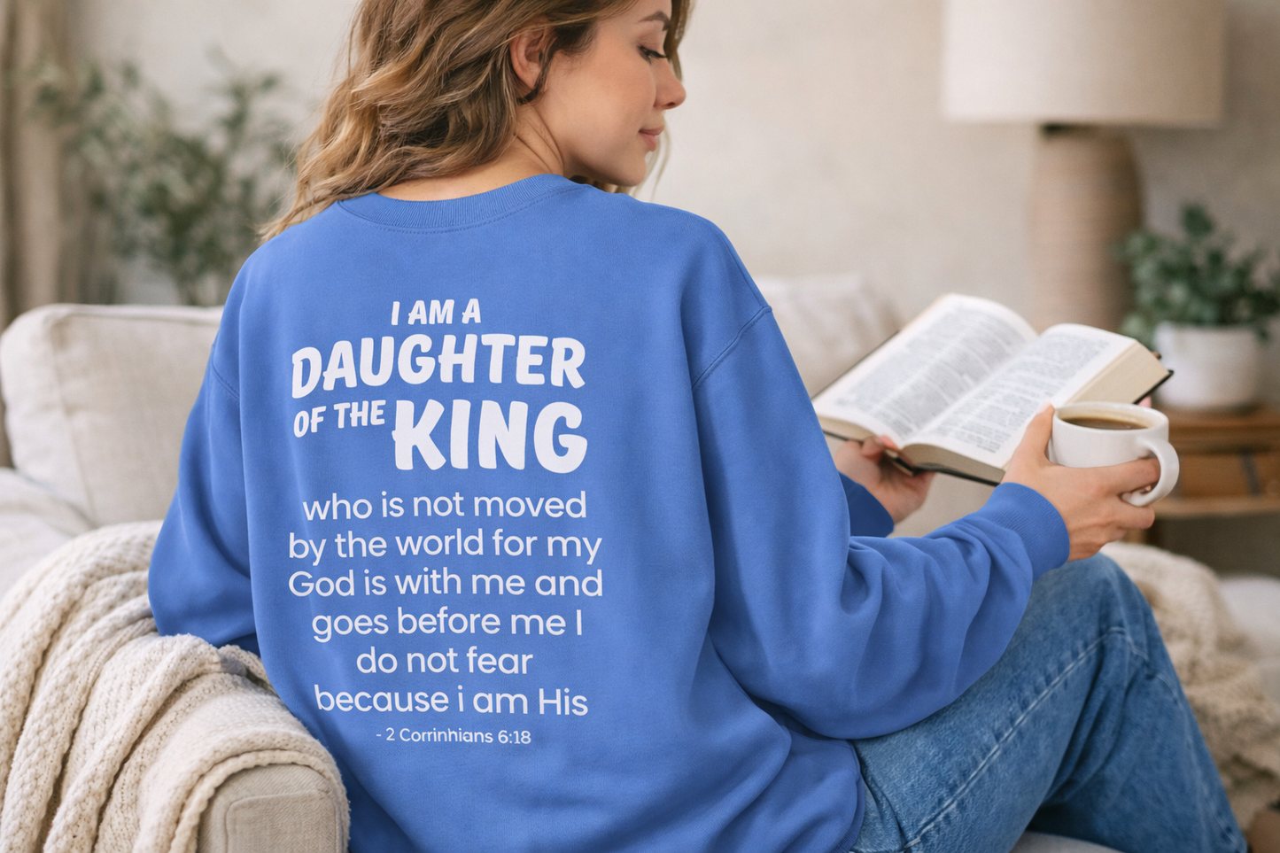 Daughter of the King Christian Sweatshirt – 2 Corinthians 6:18 Faith Crewneck