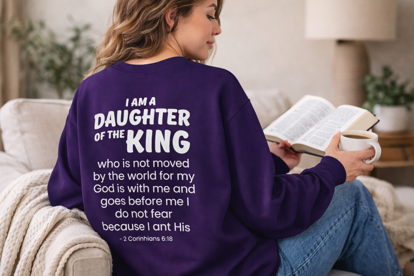 Daughter of the King Christian Sweatshirt – 2 Corinthians 6:18 Faith Crewneck