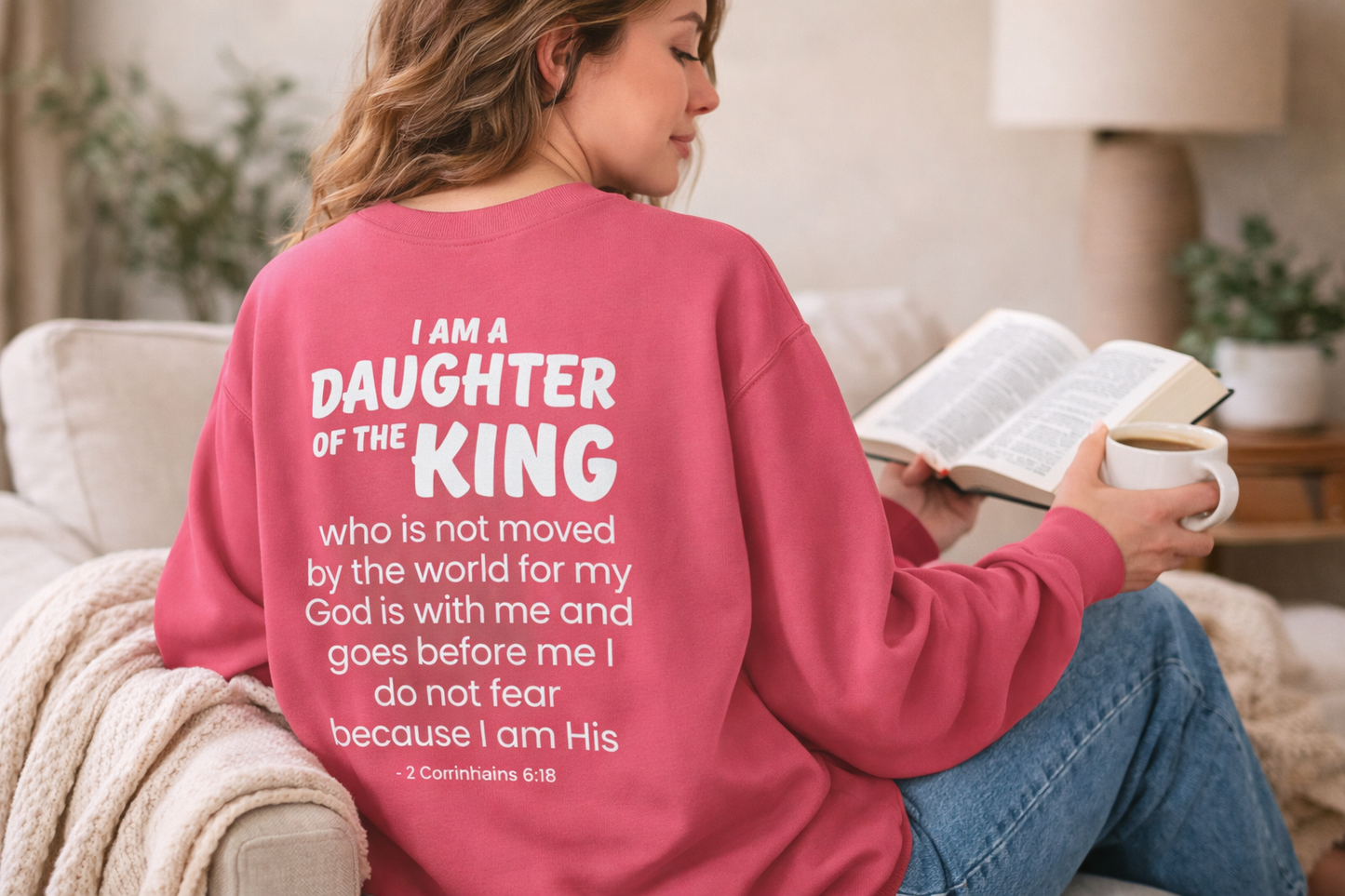Daughter of the King Christian Sweatshirt – 2 Corinthians 6:18 Faith Crewneck