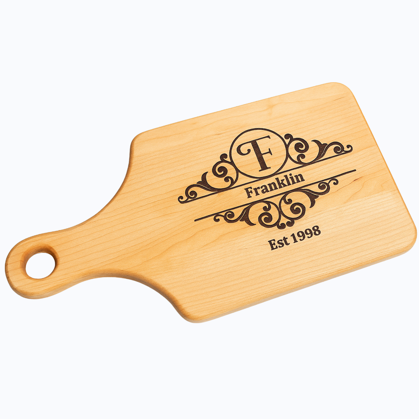 Personalized Vintage Monogram Paddle Cutting Board