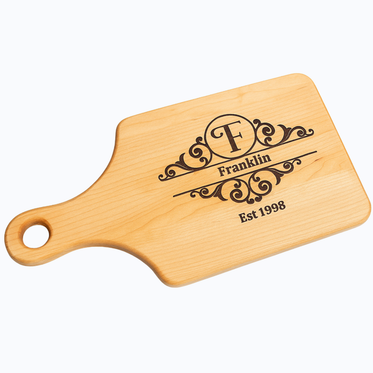 Personalized Vintage Monogram Paddle Cutting Board